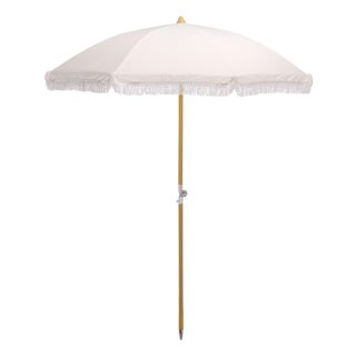 Valencia 6.5 Ft Beach Fringed Umbrella, Ivory For Sale