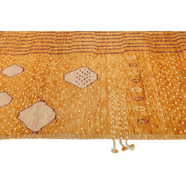 Textile Contemporary Moroccan Style Hand-Knotted Wool Area Rug in Amber & Terracotta For Sale - Image 7 of 12