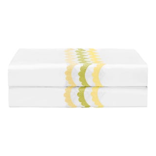 Celerie Kemble + Hamburg House Whimsical Lemon Scallop Standard Pillow Cases - Set of 2 For Sale