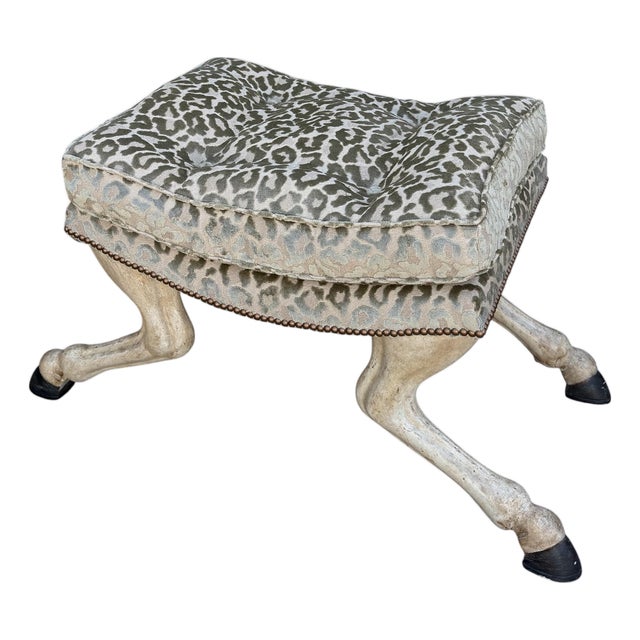 18th C Style Horse Leg & Hoof Vanity Stool or Bench by Randy Esada Designs For Sale