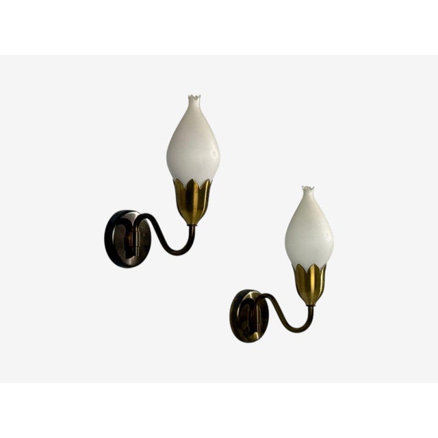 1950s Mid-Century Modern Fog & Mørup, Wall Lights, Brass, Glass - a Pair For Sale In New York - Image 6 of 10