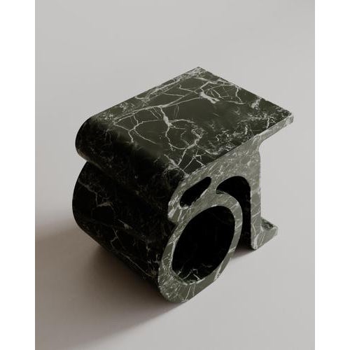 Verde Levanto Marble Stone Prae Stool by Esther Knopfler For Sale - Image 6 of 18