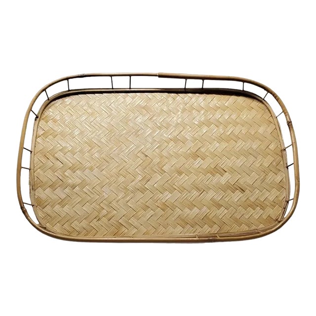 Vintage Bamboo Rattan Tiki Boho Serving Tray Chairish