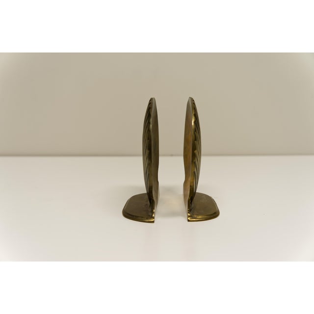 Hollywood Regency Vintage Brass Seashell Bookends - A Pair For Sale - Image 3 of 6