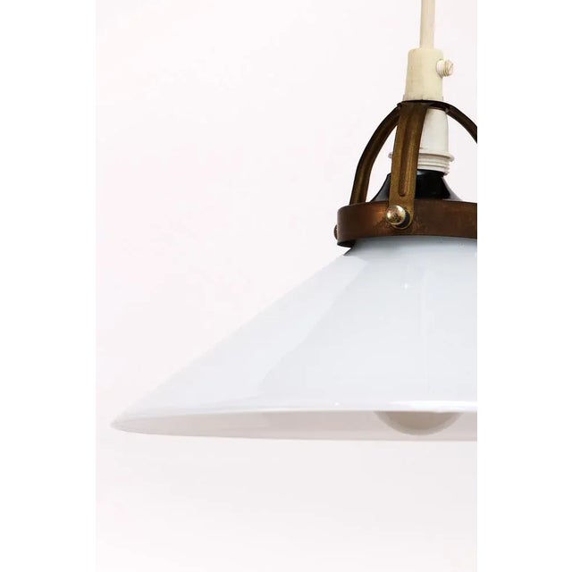 Mid-Century Modern Vintage Hanging Lamp in White Glass attributed to Soholm, 1970s For Sale - Image 3 of 12
