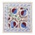 19"x19" Traditional Silk Suzani from Uzbekistan. Hand Embroidered Cushion Cover For Sale
