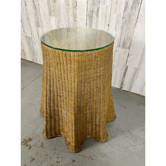 1980s Trompe l'Oeil Draped Wicker "Ghost" Side Table For Sale - Image 5 of 13