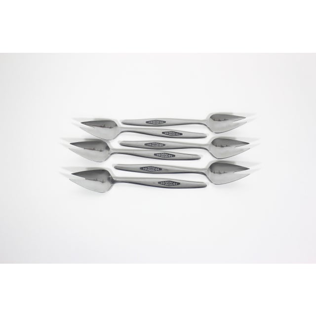 1960’s Vintage Stainless Steel Ice Cream Forks Set of Six Spork, Dessert Buffet Spoon Fork Knife Splayd For Sale - Image 4 of 11