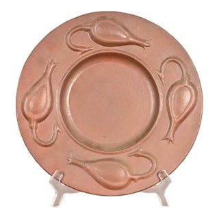 Ramon Ramirez Arts & Crafts Hammered Copper Charger Plate or Tray For Sale