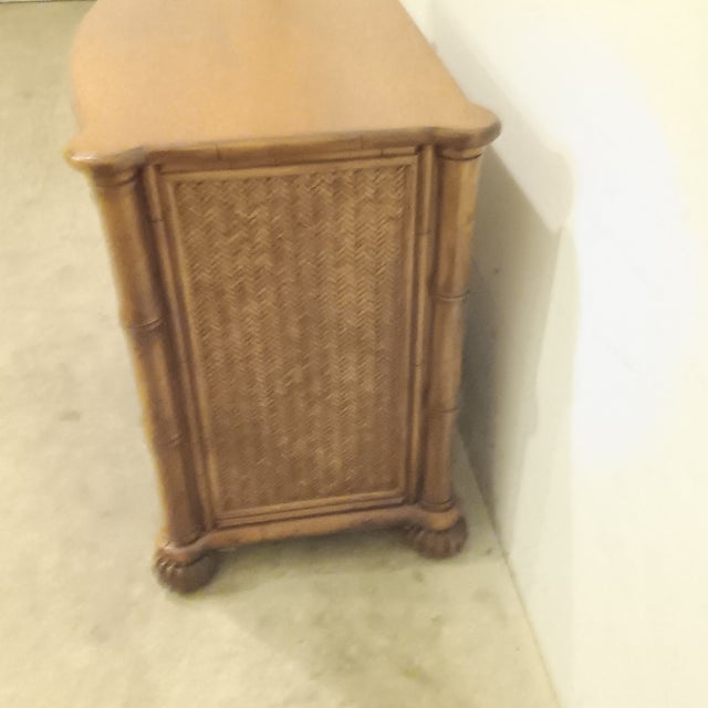 Mid 20th Century Mid 20th Century Tommy Bahama Lexington Home Bamboo and Wicker Side Table/Nightstand For Sale - Image 5 of 18
