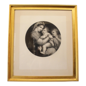 1865 German Lithograph by Eduard Mandel of Raphael's Madonna Della Seggiola
