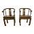 Chinoiserie Ming Style Chinese Horseshoe Back Armchairs With Hand-Painted Backs - a Pair For Sale