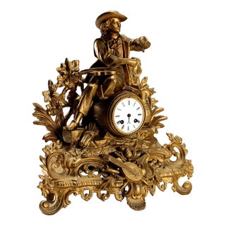 Gilt Antimony Table Clock For Sale