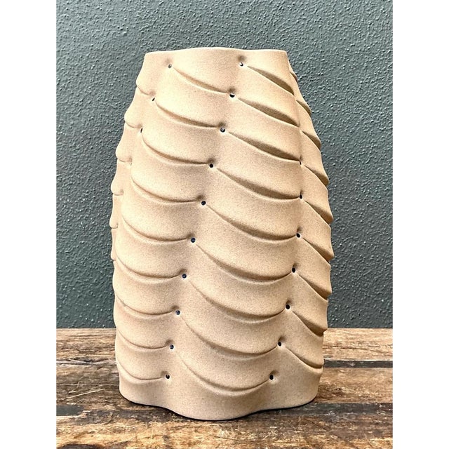 Glass Vintage Sculptural Ceramic Vase With Crystal Points For Sale - Image 7 of 12