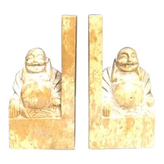 Marble Buddha Bookends - a Pair For Sale