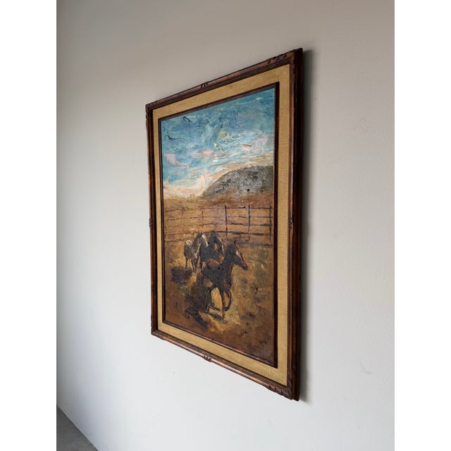 1970s Dhley Impressionist Horses Landscape Oil on Canvas Painting For Sale In Miami - Image 6 of 12