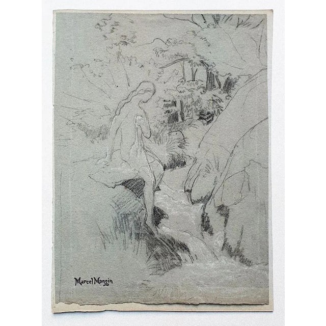 Girl in the Woods is a drawing in pencil on greenish paper applied on cardboard, realized by Marcel Mangin in the Early...