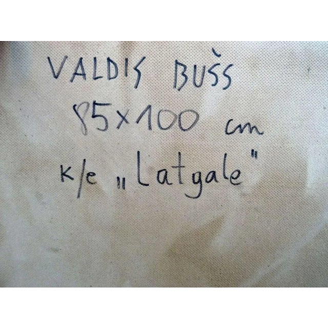 Region in latvia latgale. 1978, oil on cardboard, 85x100 cm bright, colorful landscape with trees and lake valdis bush...