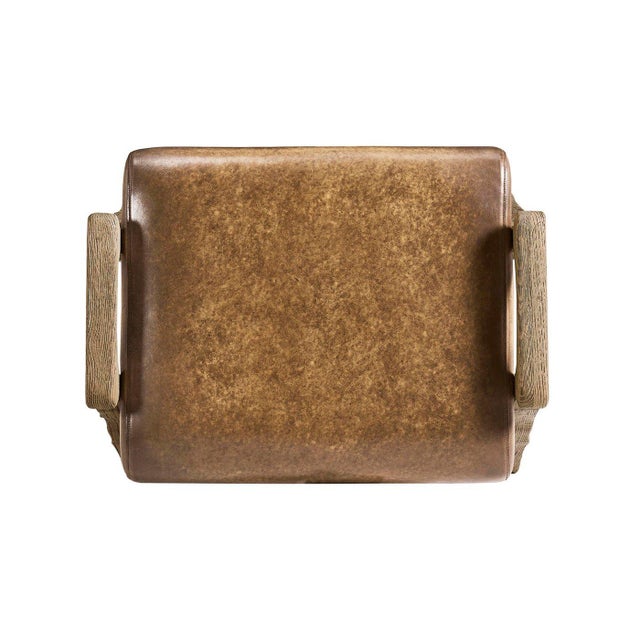 Rustic Western Leather Upholstered Footstool For Sale - Image 4 of 7