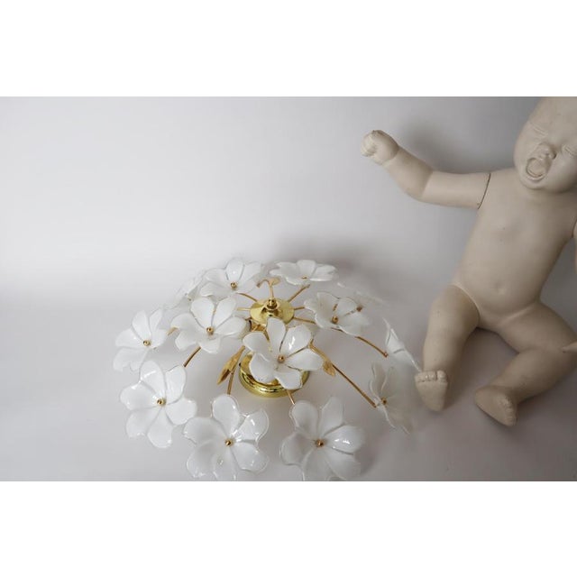 Ceiling Lamp with White Murano Glass Flowers by Hosel, 1980s For Sale - Image 17 of 18