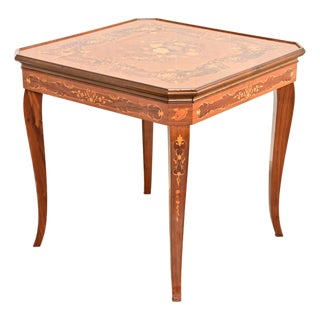 Italian Louis XVI Kingwood Inlaid Marquetry Flip Top Game Table For Sale