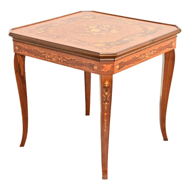 Italian Louis XVI Kingwood Inlaid Marquetry Flip Top Game Table For Sale