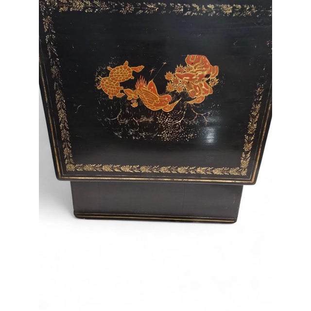 19th Century Chinese Lacquer Box with Engraved Metal Interior For Sale - Image 11 of 13