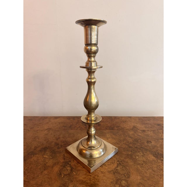 Large Antique Candlesticks in Brass, 1890, Set of 2 For Sale - Image 3 of 6