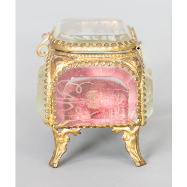 Mid 19th Century Antique 19th Century French Ormolu Beveled Glass Trinket Box For Sale - Image 5 of 10