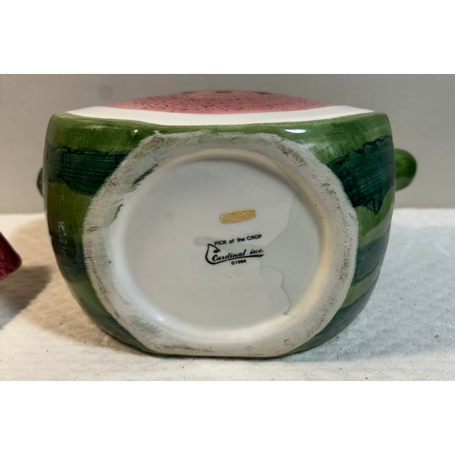 Ruby Red Vintage 1990’s Watermelon Slice Ceramic Teapot For Sale - Image 8 of 8