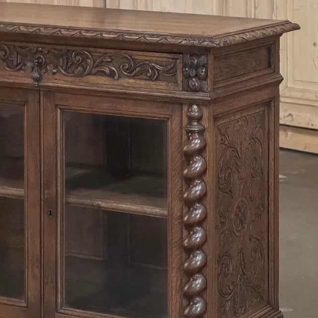 Coffee 19th Century French Renaissance Revival Oak Vitrine ~ Credenza For Sale - Image 8 of 18