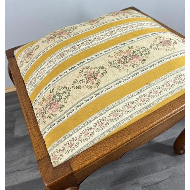 Vintage French Louis Style Oak Ottoman For Sale - Image 6 of 10