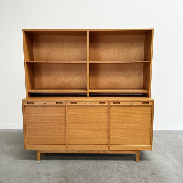 Mid-Century Modern Vintage Scandinavian Cabinet with Tambour Doors, 1960s, Set of 2 For Sale - Image 3 of 12