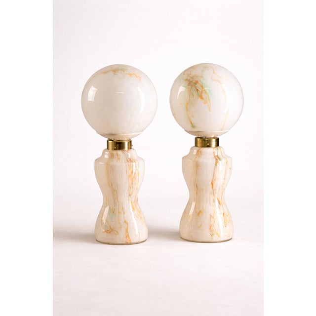 1980s Glass and Brass Table Lamps, 1980s, Set of 2 For Sale - Image 5 of 5