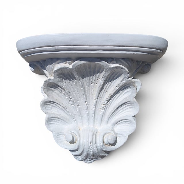 Vintage Neoclassical Revival Rocaille Shell Plaster Wall Bracket Shelf For Sale In Charlotte - Image 6 of 13