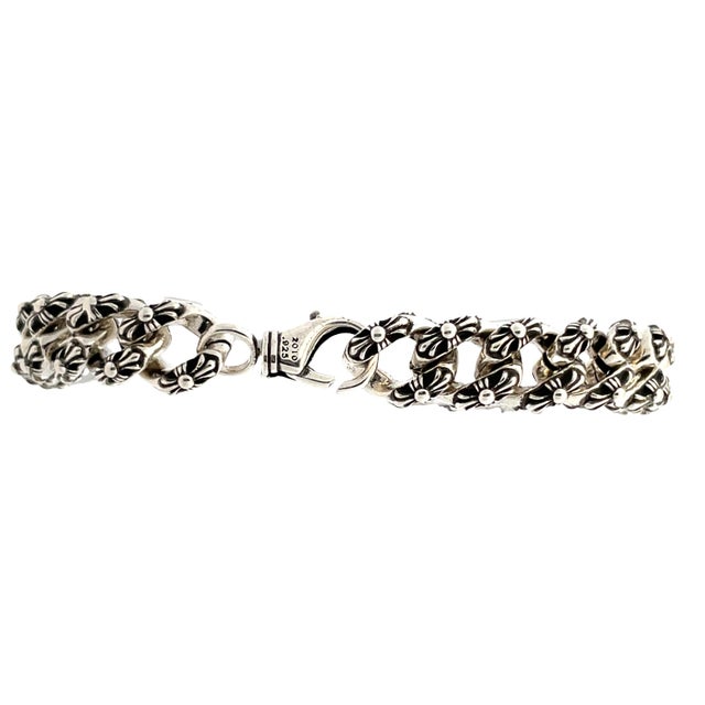 Authentic Chrome Hearts Extra Fancy link bracelet crafted in solid S925 sterling silver. Features the iconic floral link...