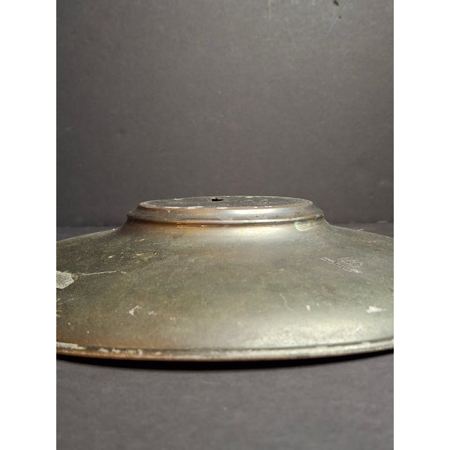 Mid-Century Modern Vintage 1950s Heavy Pal-Bell Israel Verdigris Brass 9.5" Wall Plate Rabbi Shofar For Sale - Image 3 of 14