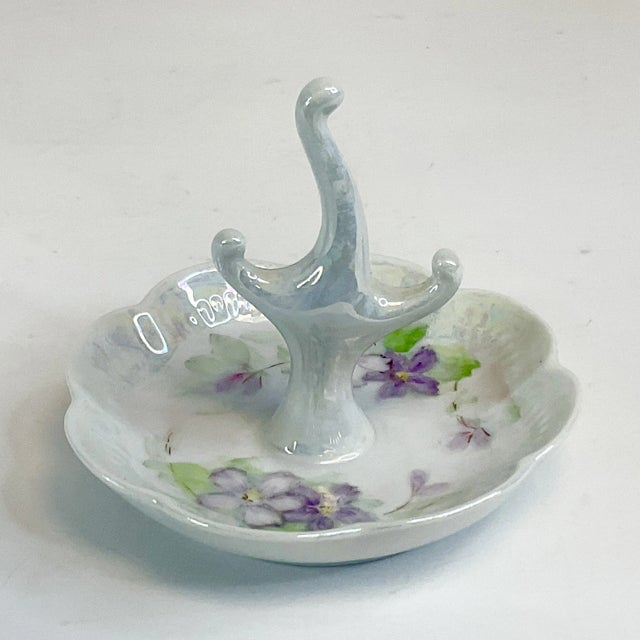 Victorian Early 20th Century English Hand Painted Trinket Ring Dish, Artist Signed For Sale - Image 3 of 9