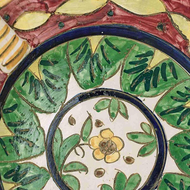 Antique Italian Terracotta Dish with Flower Decor For Sale - Image 3 of 8