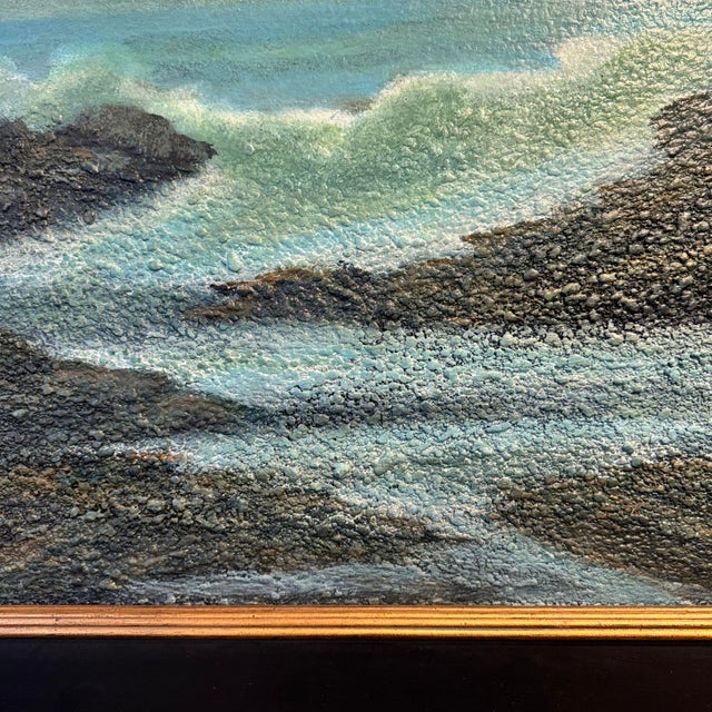 1990s Seascape Oil Pastel Painting For Sale - Image 5 of 8