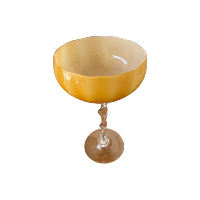 Glass Vintage Rare Butterscotch Empoli Glass Snifter Goblet Carafe Italian Italy 1960s For Sale - Image 7 of 8