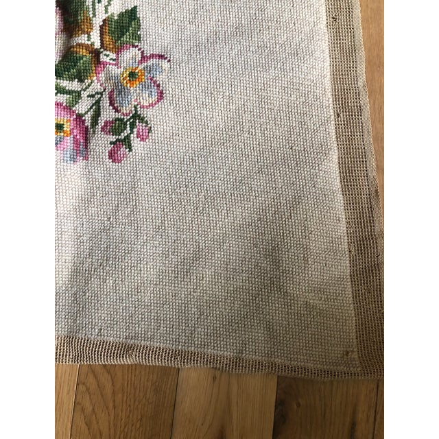Vintage Floral Needlepoint Textile Pillow / Seat Cover For Sale - Image 6 of 8