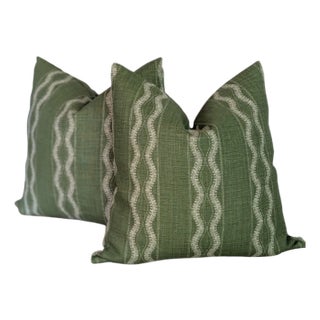 Peter Dunham Zanzibar Green Pillow Covers- Set of 2 For Sale