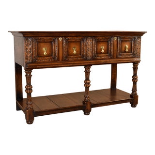 19th C. English Oak Paneled Sideboard For Sale