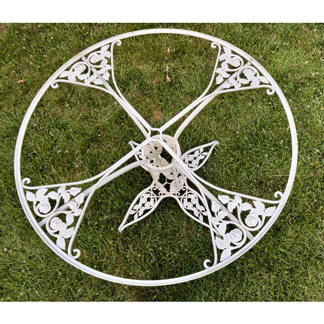 Vintage Meadowcraft “Meadow Rose” Wrought Iron Dining Set, 5 Pieces For Sale - Image 11 of 12