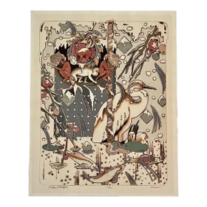 1980s “Snow” 10/25 Sidney Schatzky Hand Colored Limited Edition Collagraph