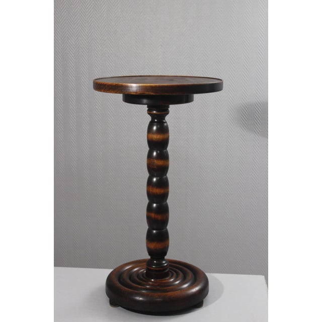 French Art Deco Turned Walnut Column Table in the style of Charles Dudouyt, 1930s For Sale - Image 3 of 12