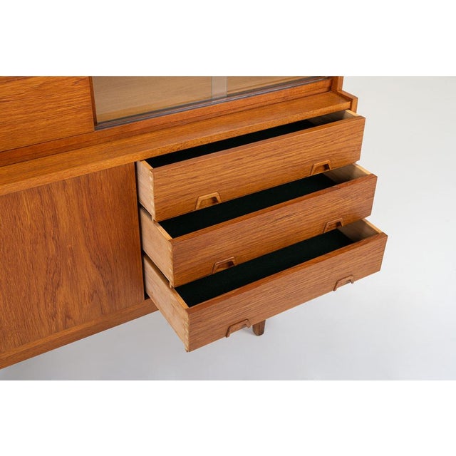 Vintage Highboard in Teak and Glass Doors, 1960s For Sale - Image 9 of 12