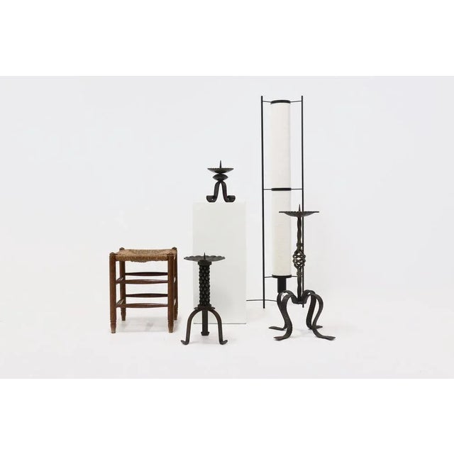 Wood French Oak and Rush Stool, 1950s For Sale - Image 7 of 8