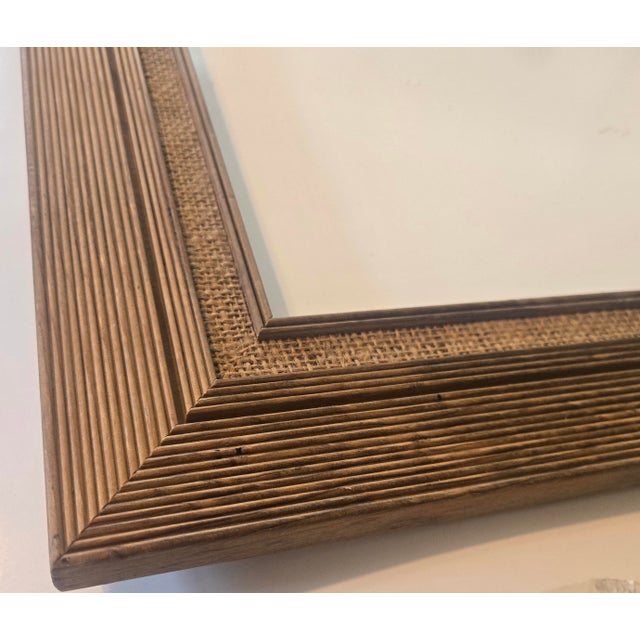 Primitive Wood and Burlap Trompe Picture Frame For Sale - Image 14 of 16